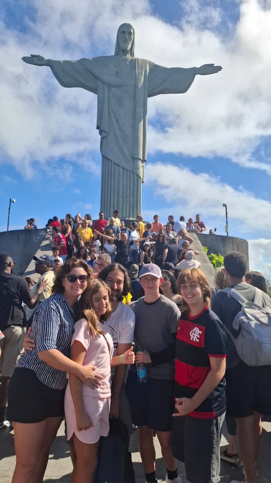 Brazil homestay group visiting Christ the Redeemer in Rio de Janeiro